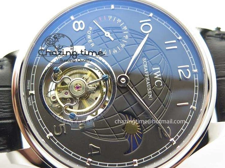 MIROTIME 0807 Portuguese Tourbillon Power Reserve Moonphase SS Black Dial On Black Leather Strap TechFriendly 7321